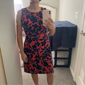 Tommy Hilfiger Orange and Blue Floral Midi sleeveless  Dress